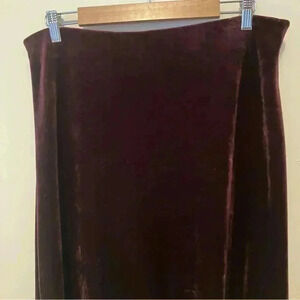 VTG Amanda Smith Brown Velour Maxi Skirt L Elastic Waist A-Line Grunge Holiday